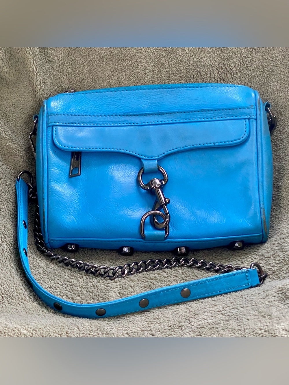 Rebecca Minkhoff Vibrant Electric Blue Leather Mini Mac Crossbody Bag